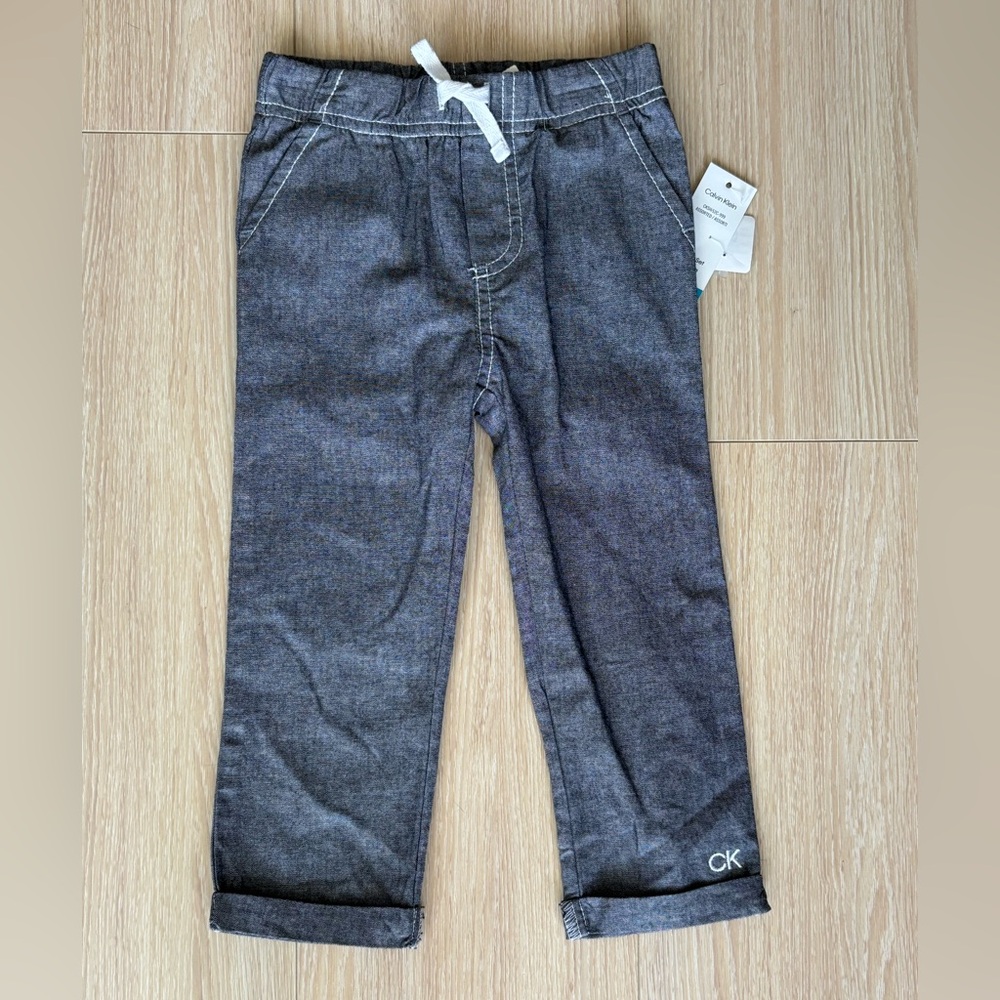 Calvin Klein BNWT Toddler Pants with Elastic Waist, Gray, 24 Months.